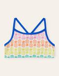 Gemustertes Bikini-Oberteil-Bunt, Geometrisches Ananasmuster in Regenbogenfarben