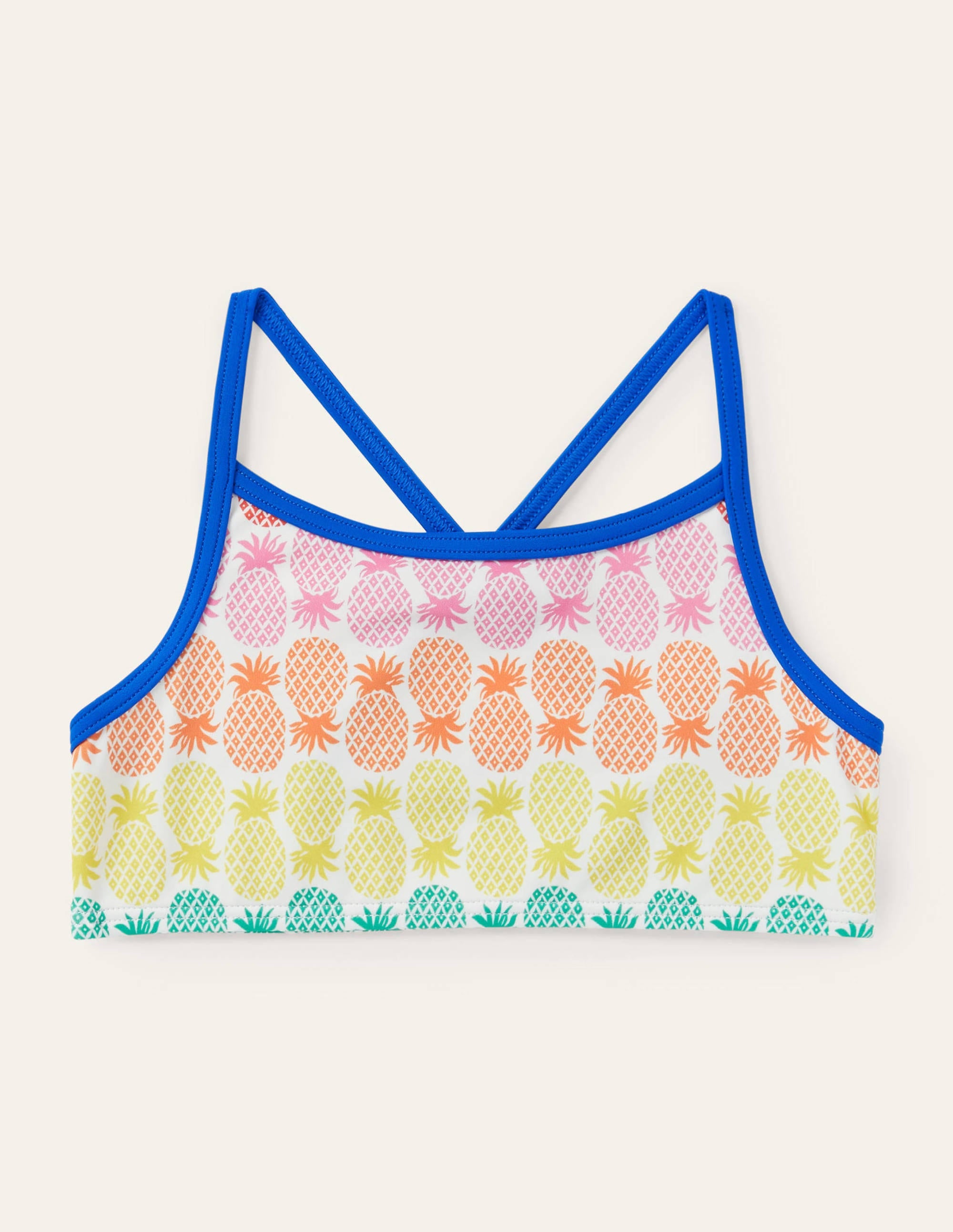 Gemustertes Bikini-Oberteil-Bunt, Geometrisches Ananasmuster in Regenbogenfarben - Image 1