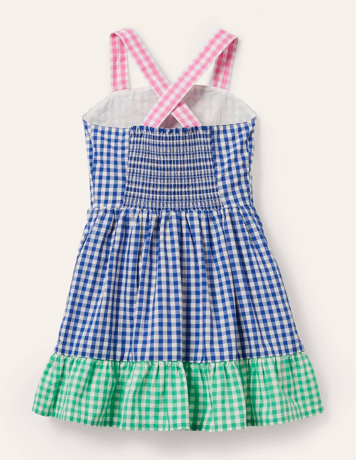 Gewebtes Sommerkleid mit Vichykaros-Bunt, Regenbogenszene - Image 2