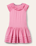 Jerseykleid mit Lochstickerei-Pflaumenblütenrosa