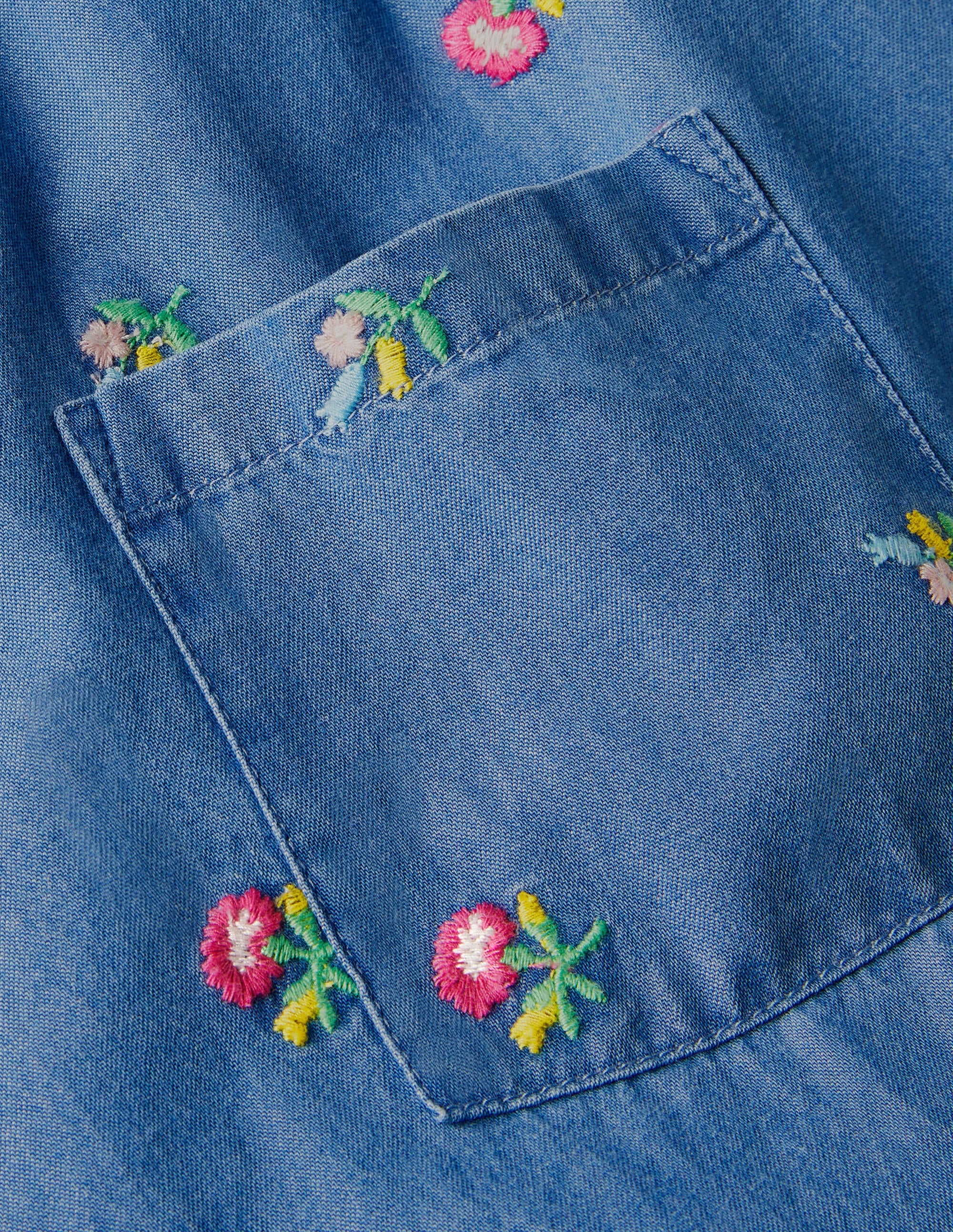 Webtunika mit Stickerei-Faux-Uni, Blumen - Image 3