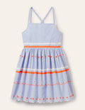Kleid mit bunten Borten-Faux-Uni