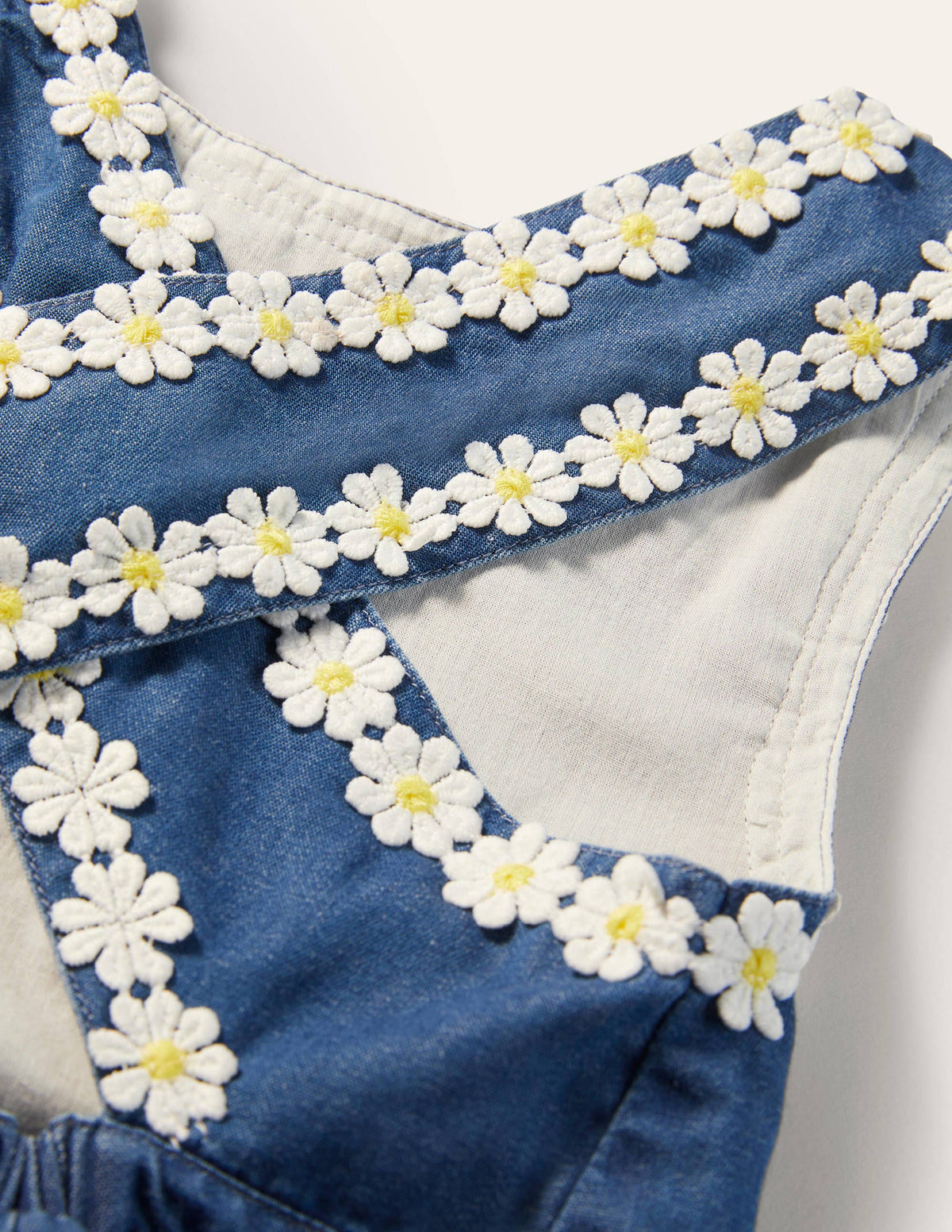 Cross-back Woven Top-Chambray Daisy Chain - Image 3