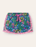 Shorts mit Mustermix und Rüschen-Venice Blue Tropical Garden
