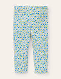 Fröhliche 7/8-Leggings-Marokkoblau, Gänseblümchenmuster