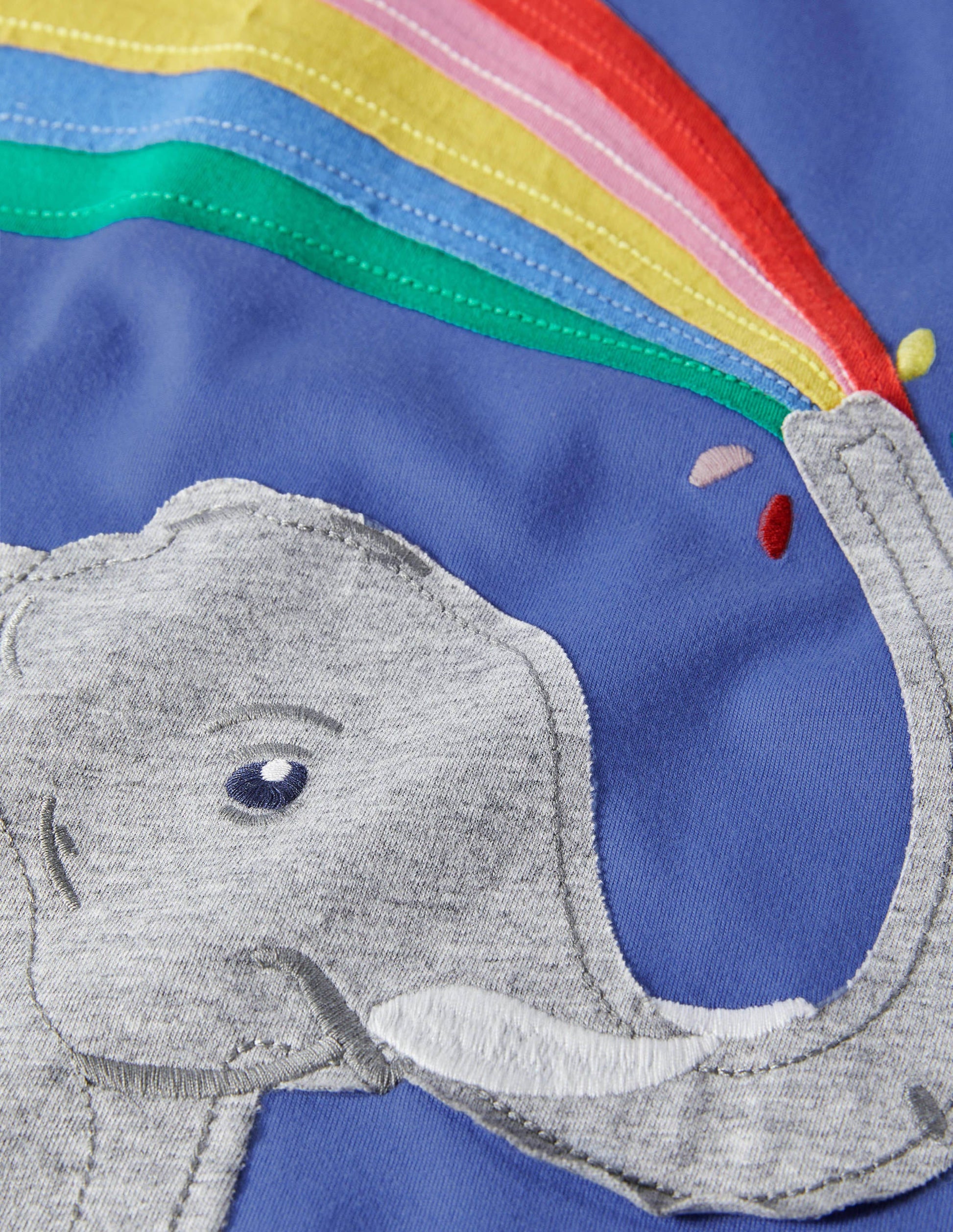 T-Shirt mit Regenbogenapplikation-Golfblau, Elefant-3