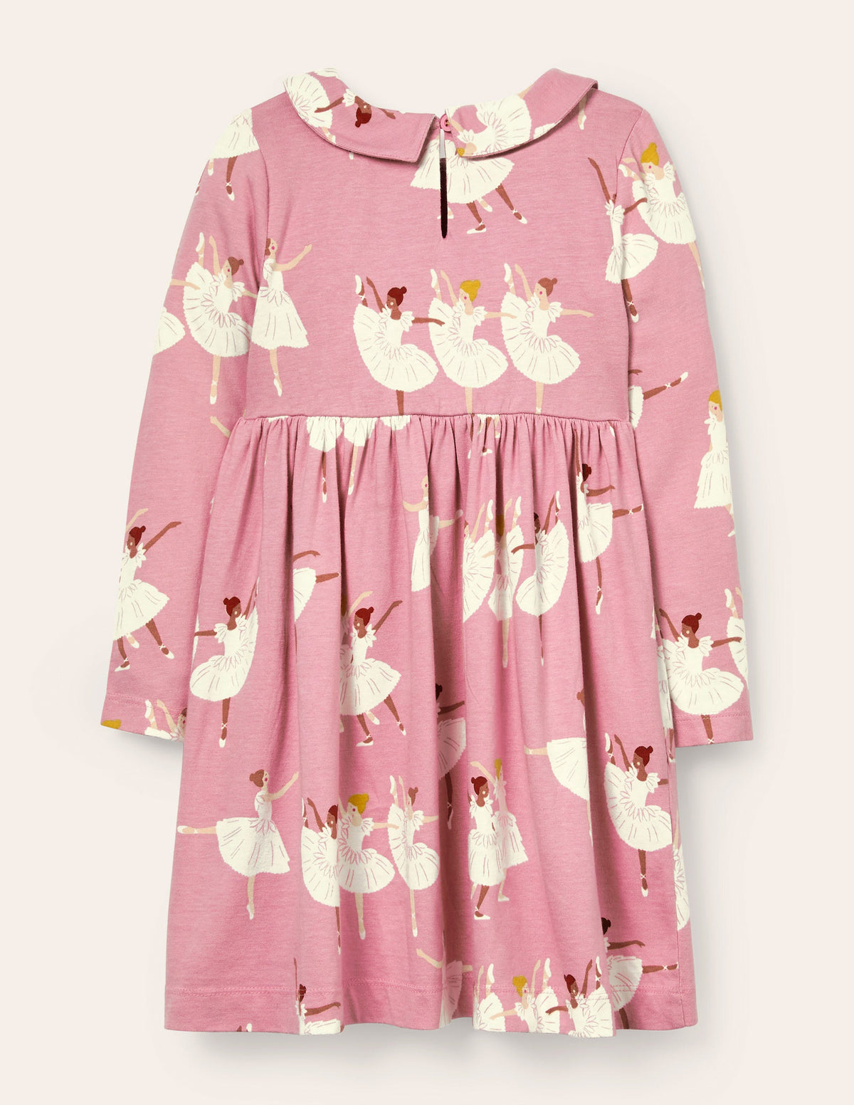 Jersey Collar Printed Dress-Formica Pink Ballerinas-2