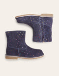 Bequeme niedrige Lederstiefel-Schuluniform-Navy, Regenbogentupfen