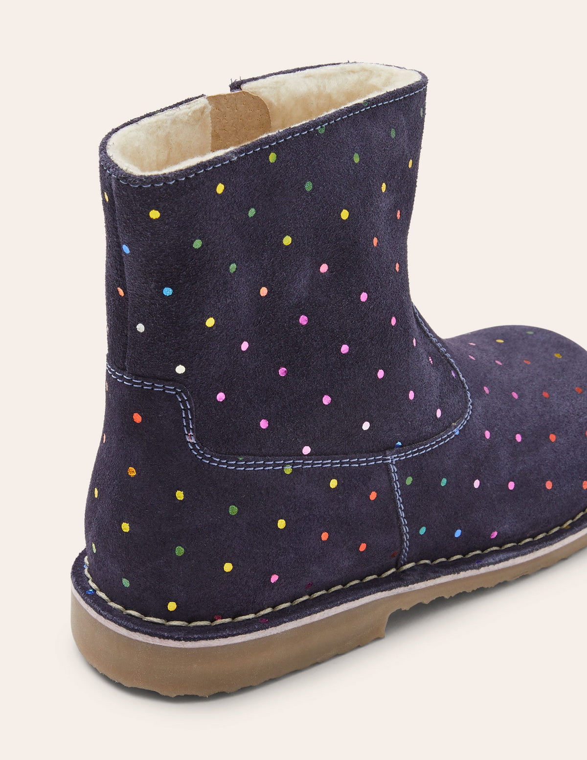 Bequeme niedrige Lederstiefel-Schuluniform-Navy, Regenbogentupfen - Image 3