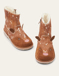 Bequeme niedrige Lederstiefel-Reh, Kuhfell