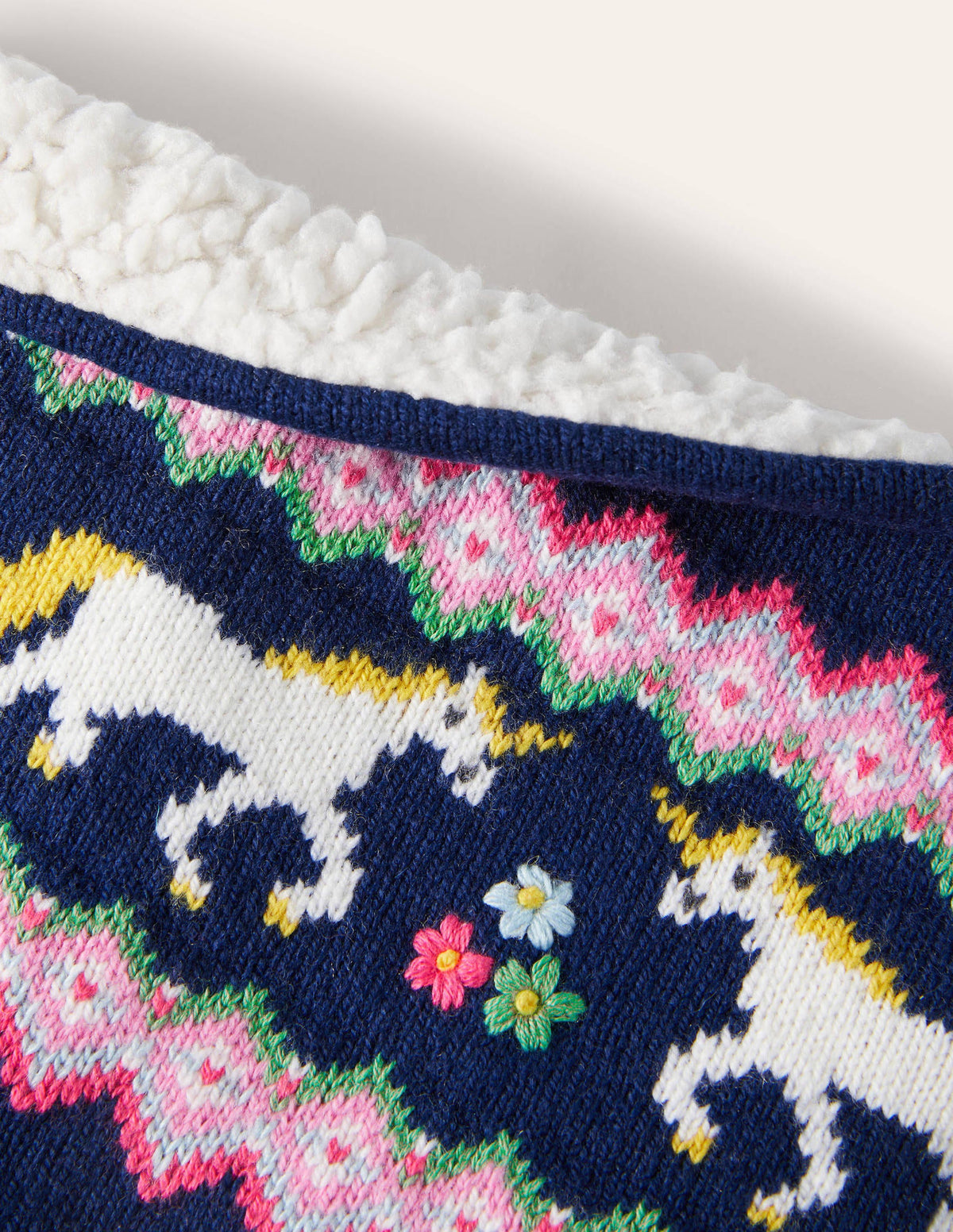 Bequemer Schlauchschal mit Fair-Isle-Muster-Schuluniform-Navy, Einhörner-2