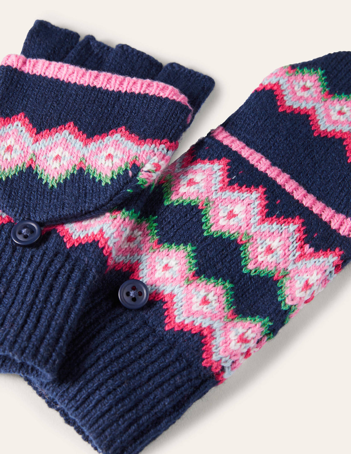 Einhorn-Fäustlinge mit Fair-Isle-Muster-Schuluniform-Navy-2