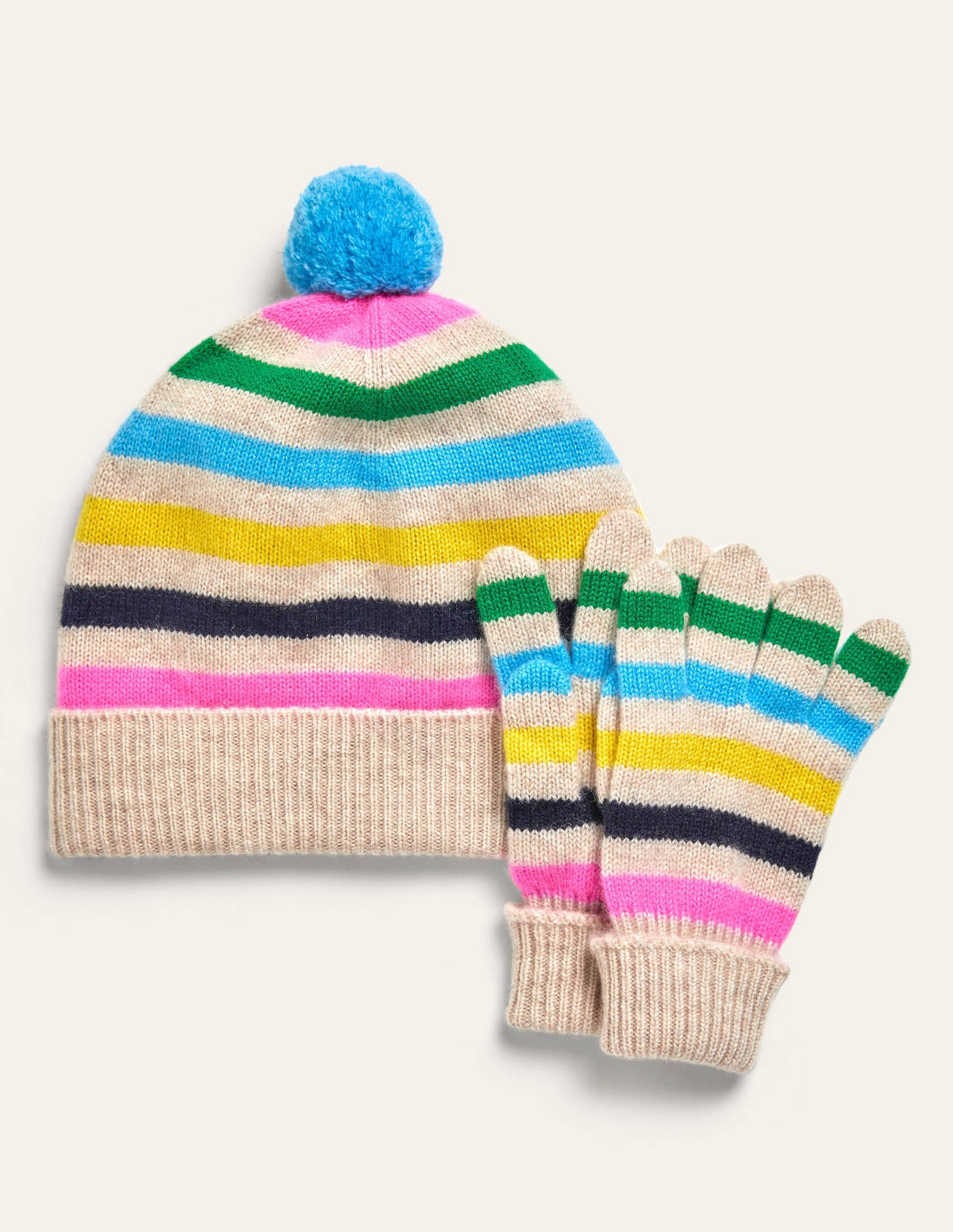 Strickset aus gestreiftem Kaschmir-Bunt - Image 1