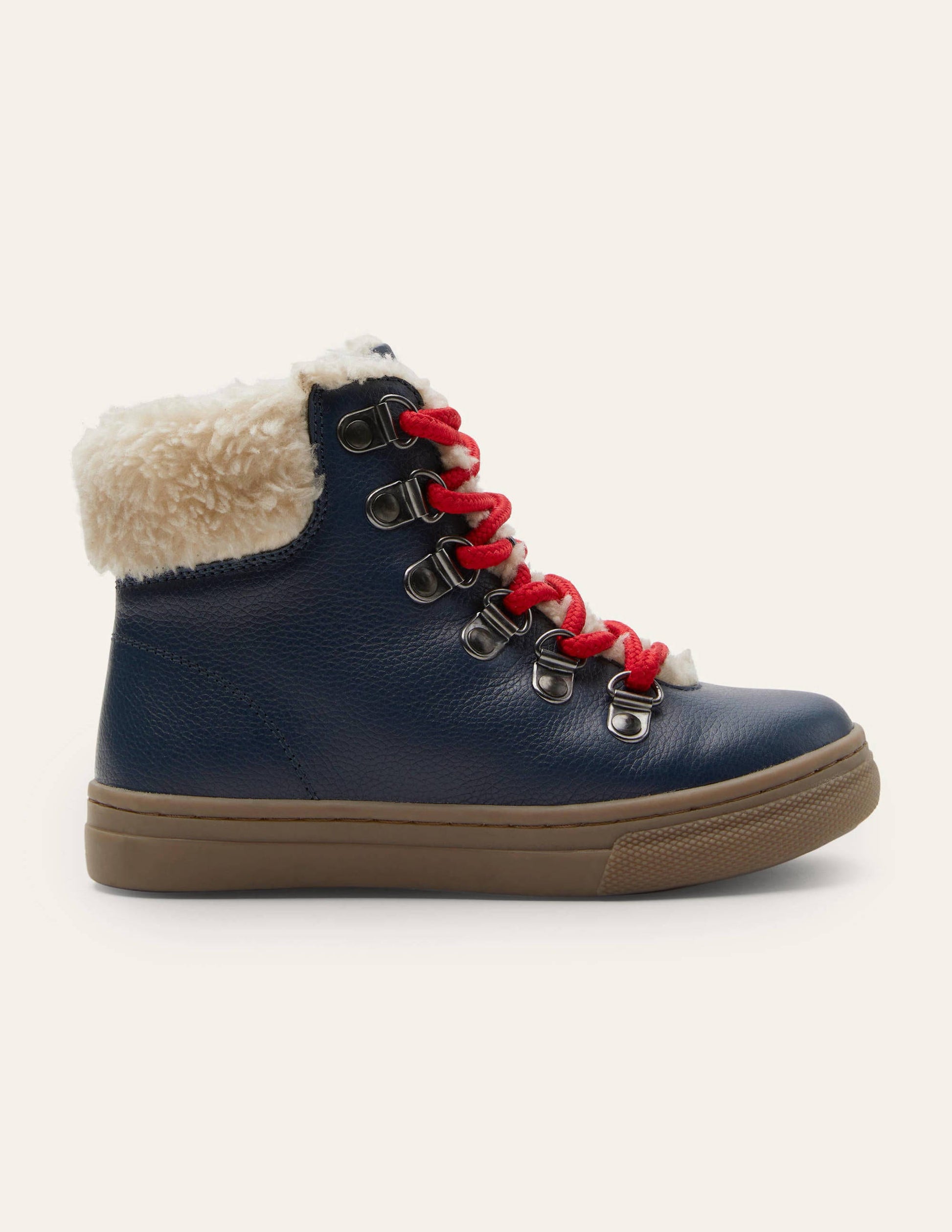 Cosy Leather Lace Up Boots-Navy-2