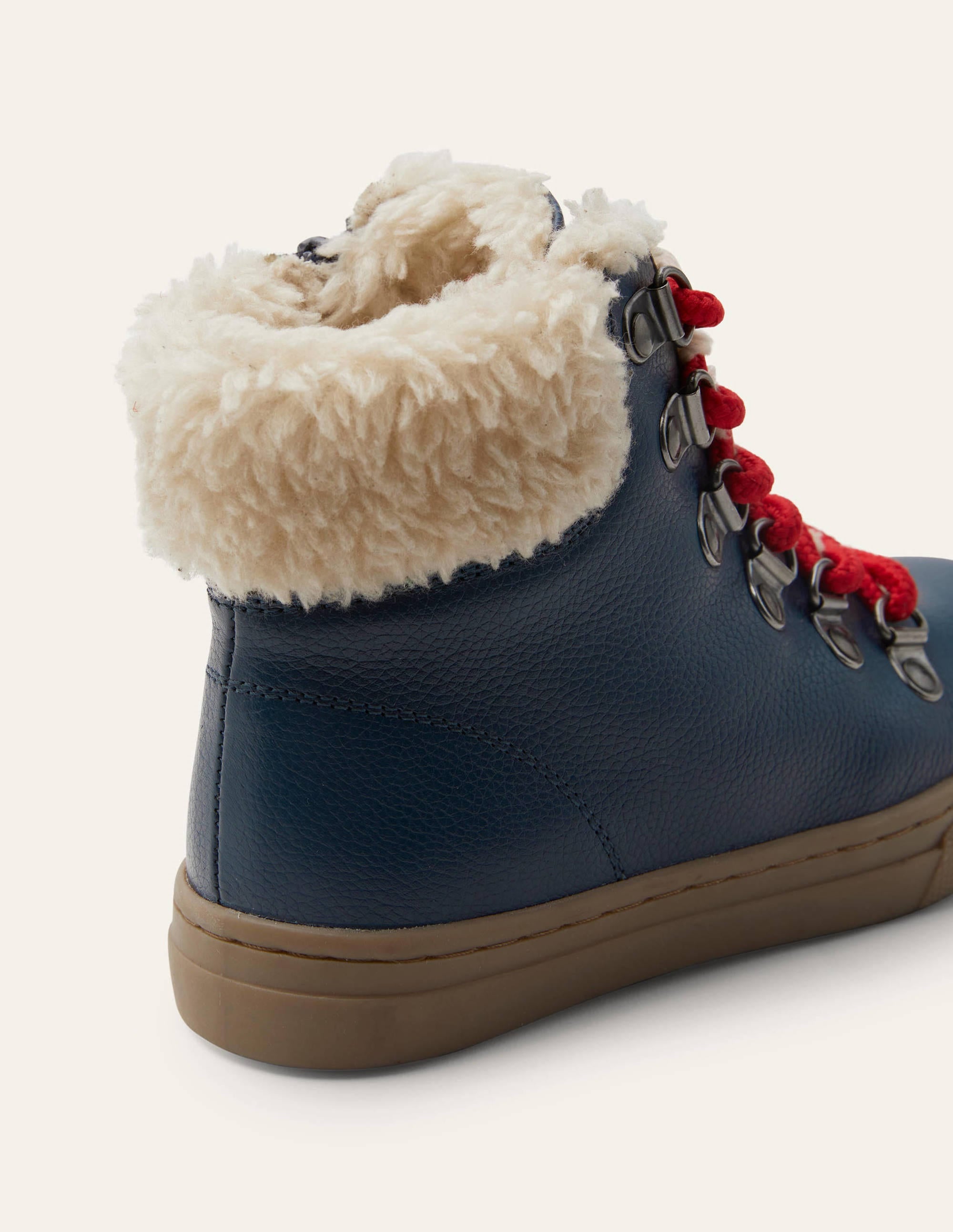Cosy Leather Lace Up Boots-Navy - Image 3