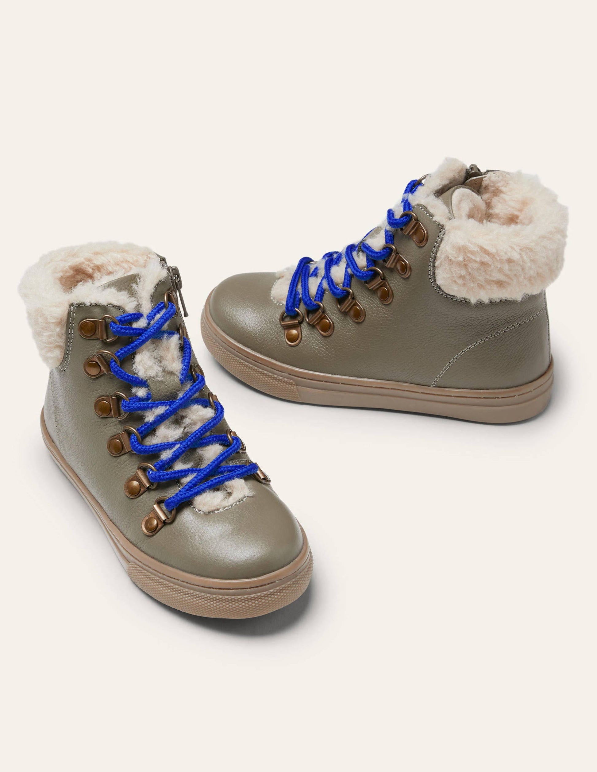 Cosy Leather Lace Up Boots-Brown-1