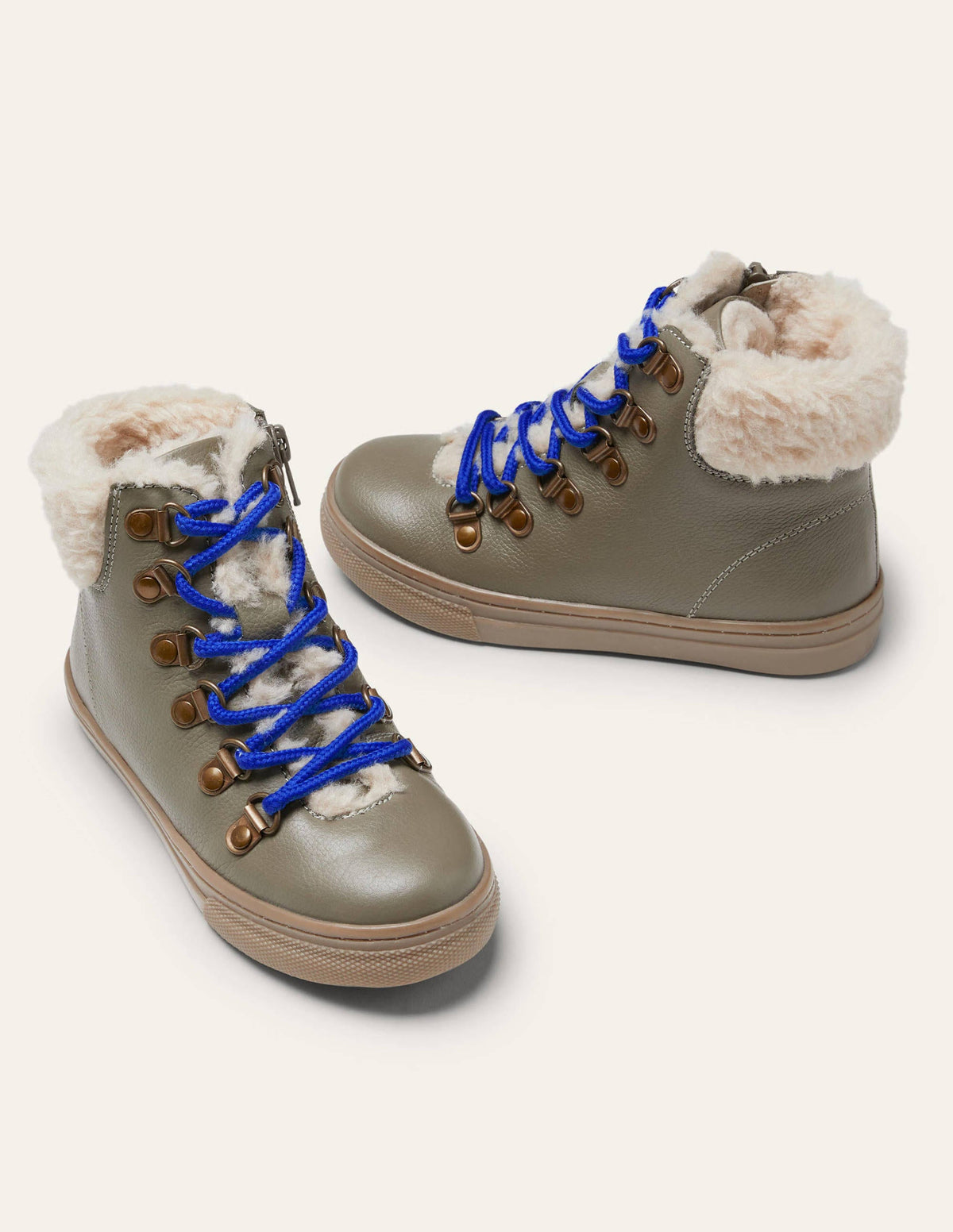 Cosy Leather Lace Up Boots-Brown - Image 1