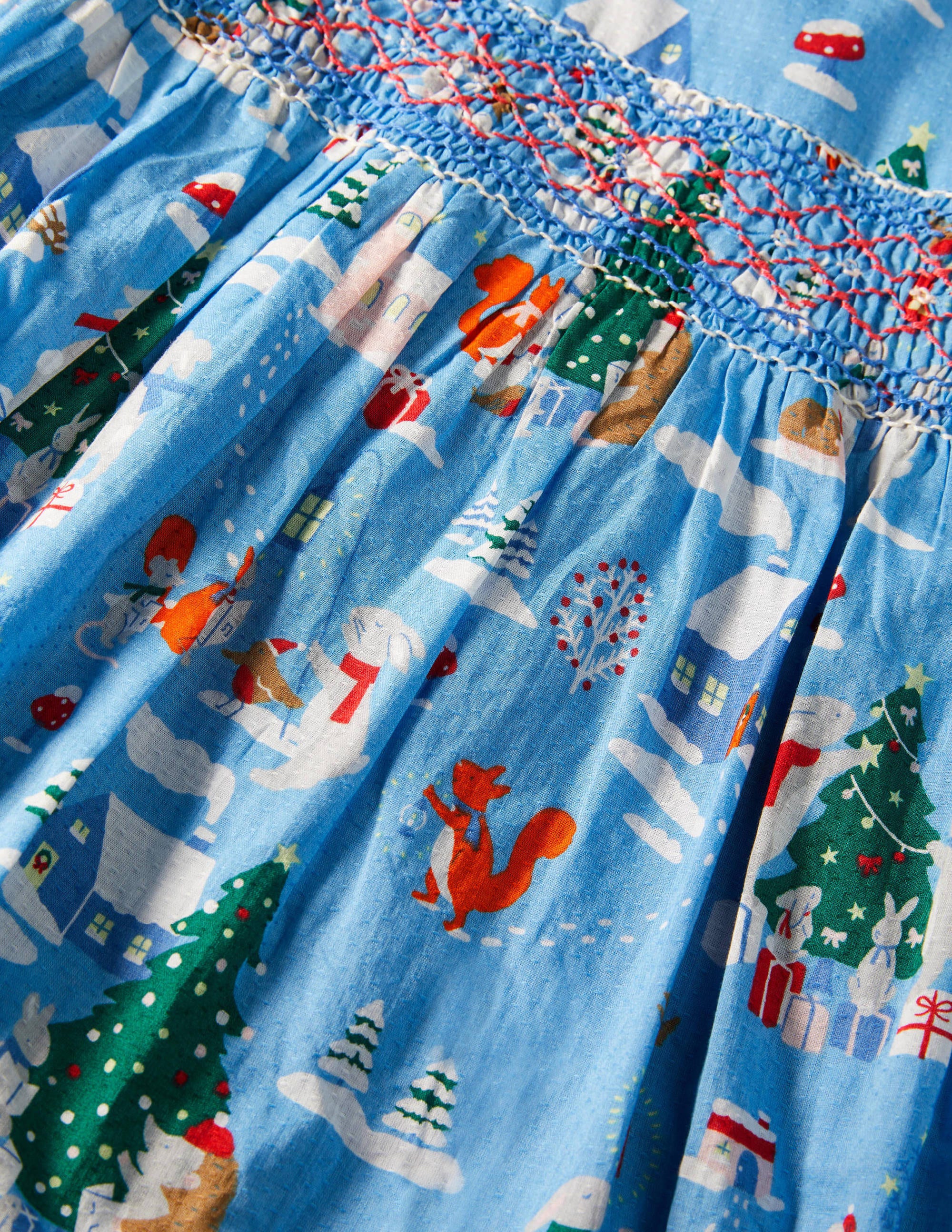 Smokkleid-Blau, Waldweihnachten - Image 3