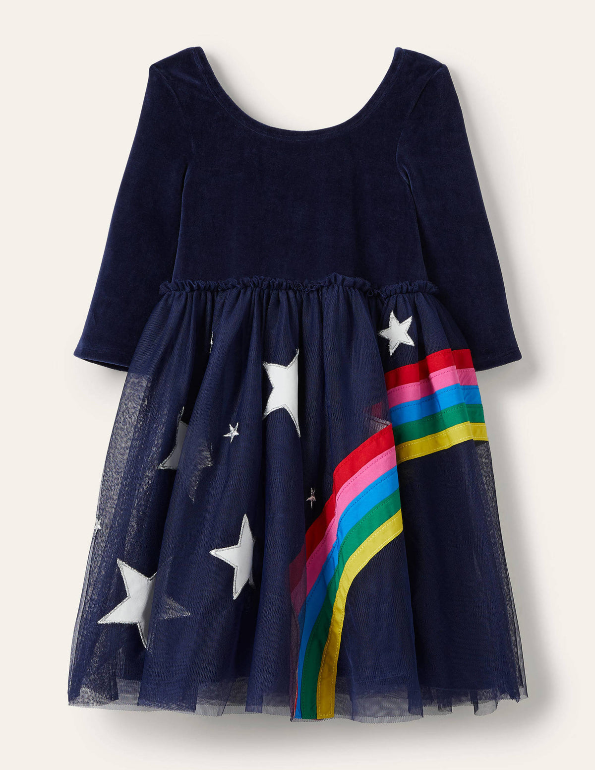 Tüllkleid mit Samtoberteil-Schuluniform-Navy, Regenbogen - Image 1