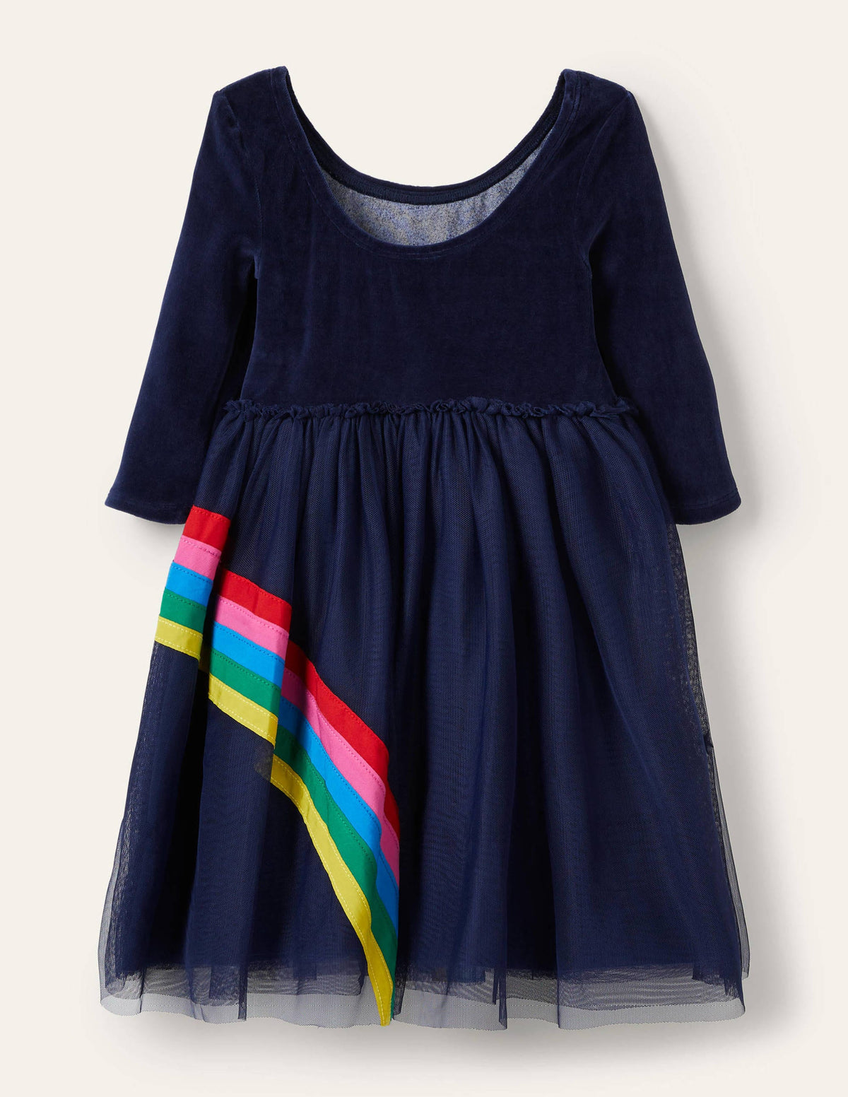 Tüllkleid mit Samtoberteil-Schuluniform-Navy, Regenbogen - Image 2