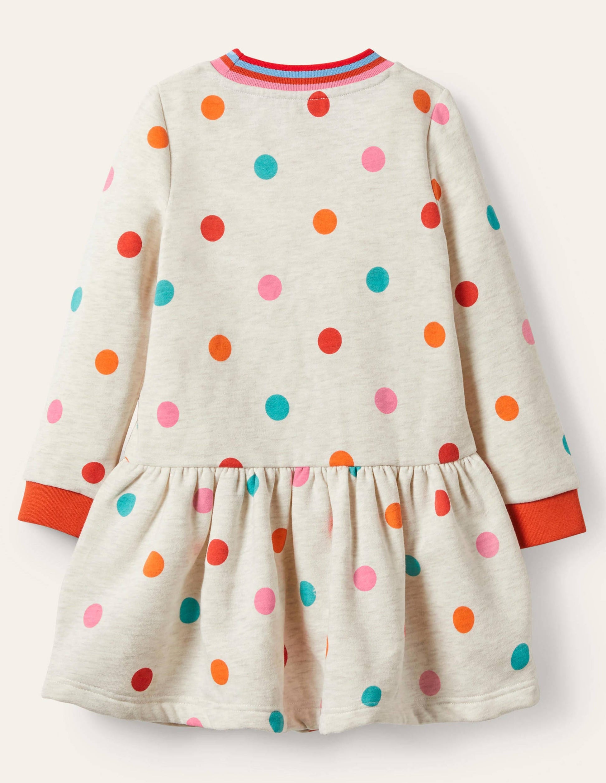 Gemütliches Sweatshirt-Kleid mit Muster-Hellbeige/Bunt, Getupft-2