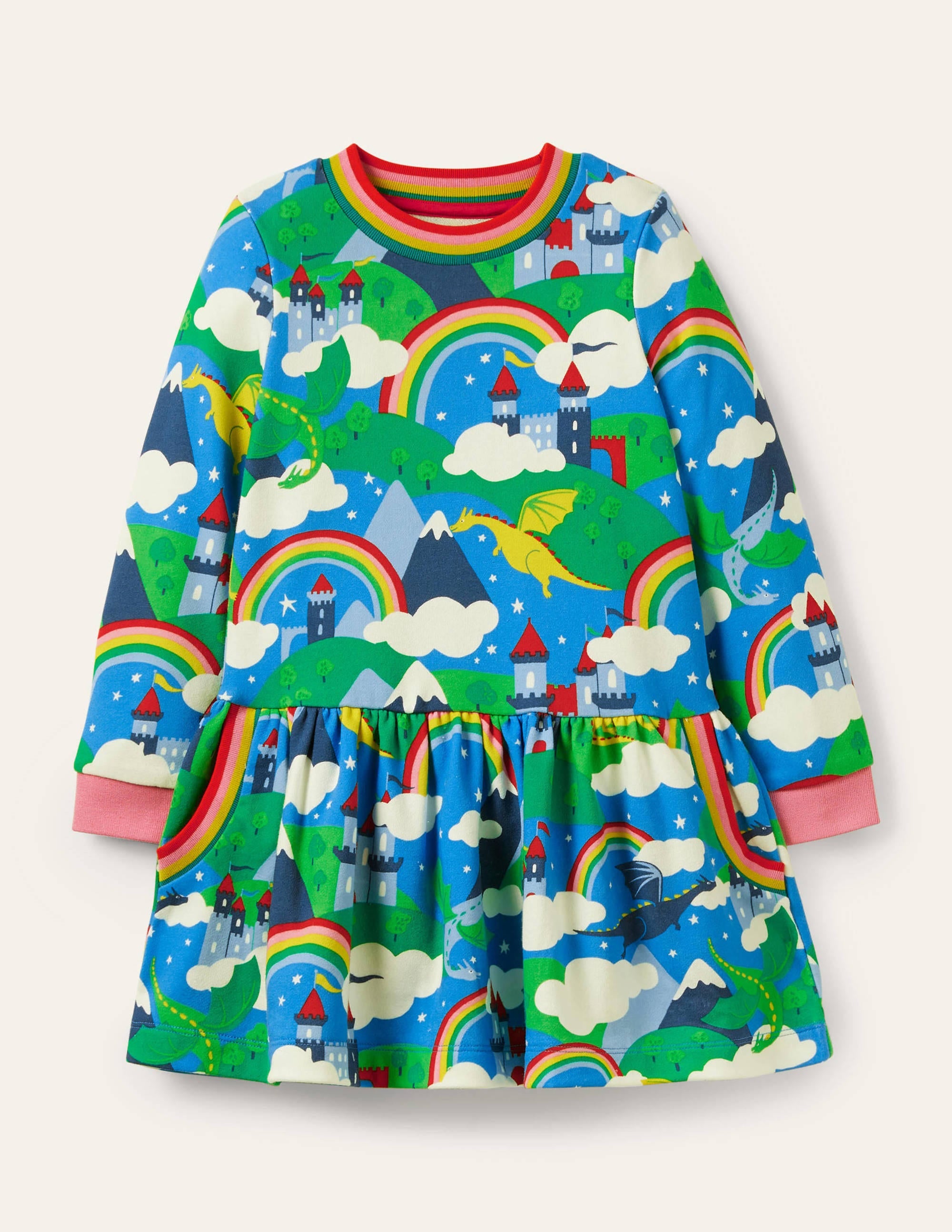 Gemütliches Sweatshirt-Kleid mit Muster-Bunt, Drachen/Himmel - Image 1
