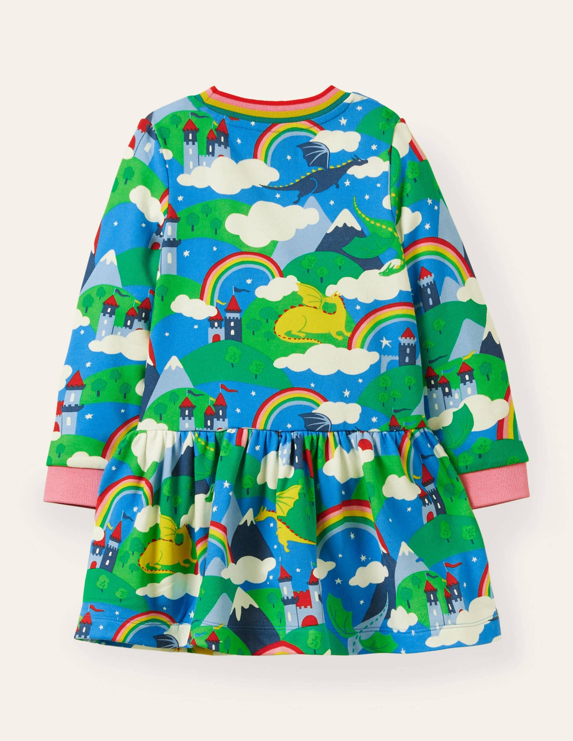 Gemütliches Sweatshirt-Kleid mit Muster-Bunt, Drachen/Himmel-2