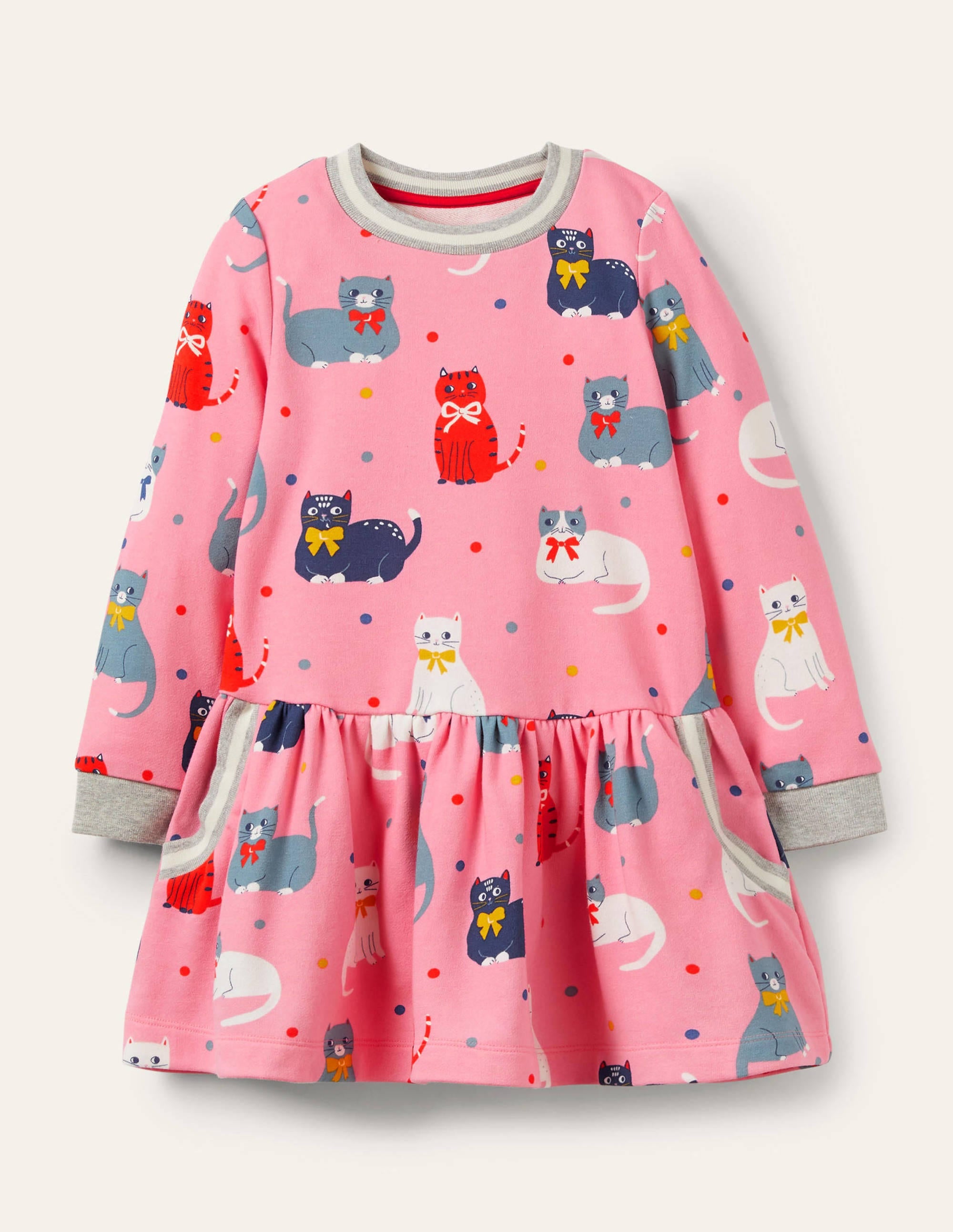Cosy Printed Sweatshirt Dress-Formica Pink Curious Cats - Image 1
