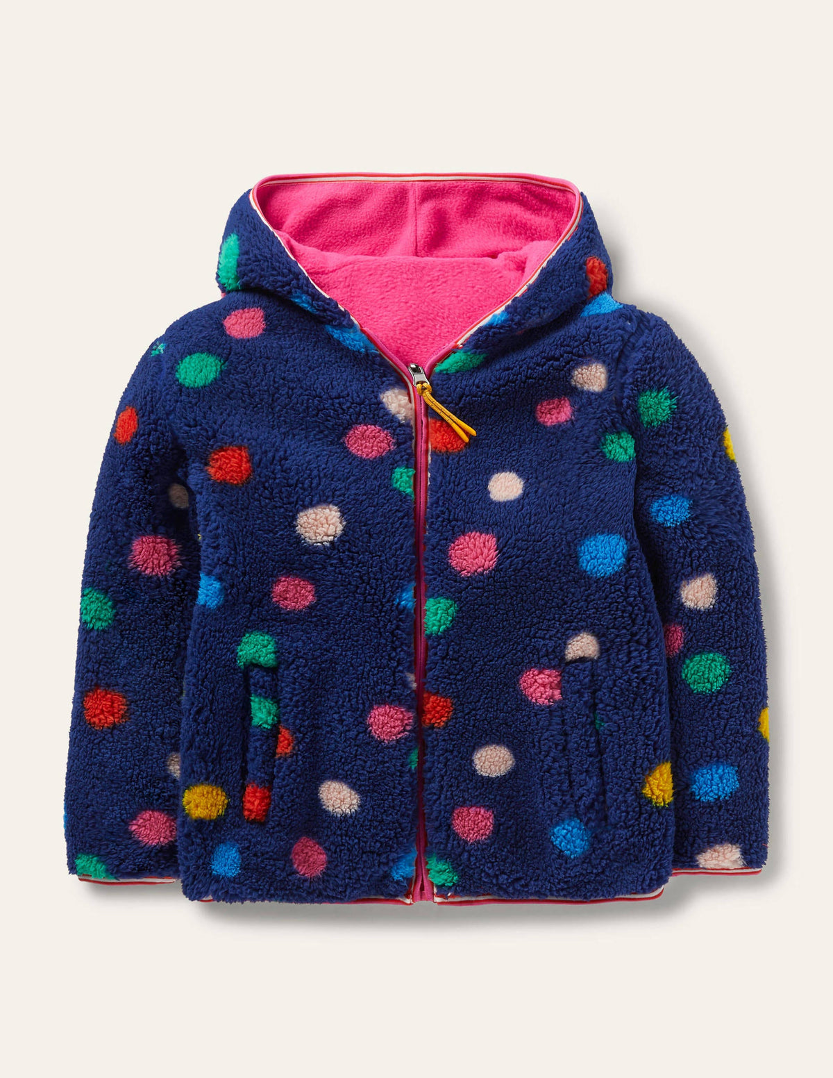 Gemütlicher Wende-Hoodie aus Fleece-Segelblau/Bunt, Getupft-1