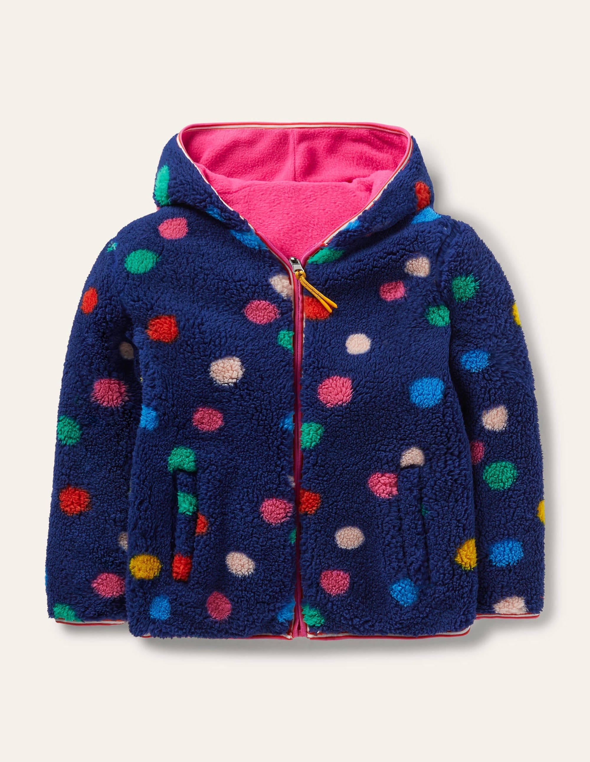 Gemütlicher Wende-Hoodie aus Fleece-Segelblau/Bunt, Getupft - Image 1