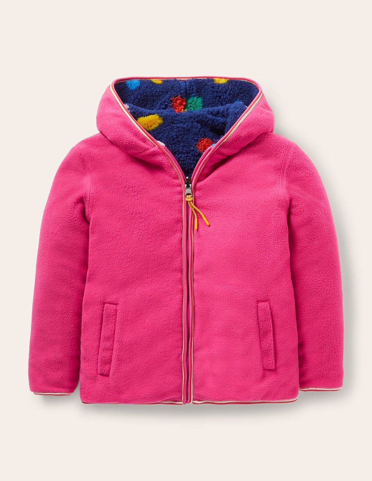 Gemütlicher Wende-Hoodie aus Fleece-Segelblau/Bunt, Getupft - Image 4