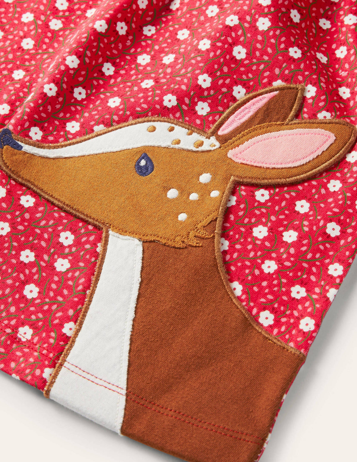 Tunika mit applizierter Tasche-Filigranes Blumenmuster/Hirsch-3