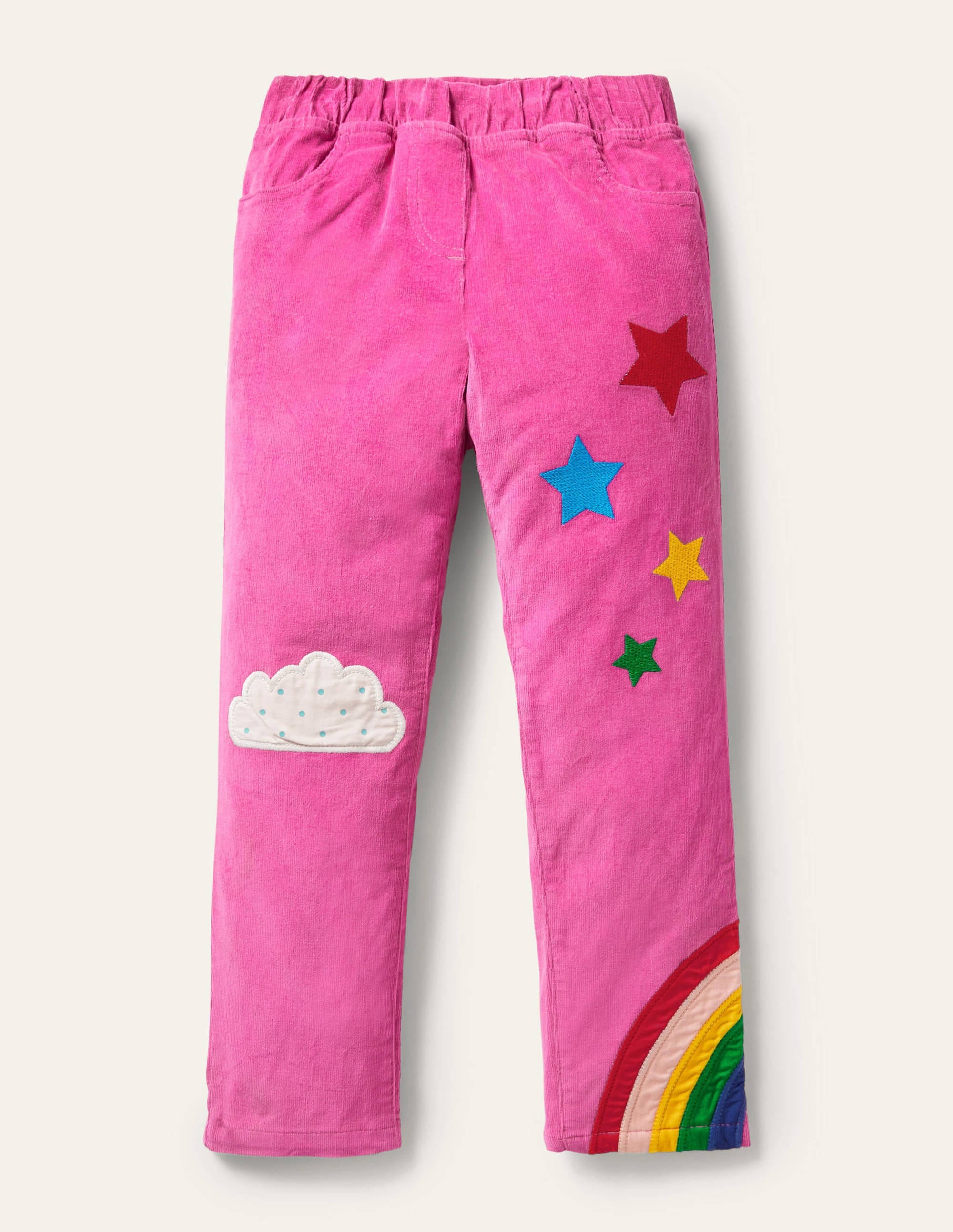 Cord-Leggings mit Applikation-Rosarot - Image 1