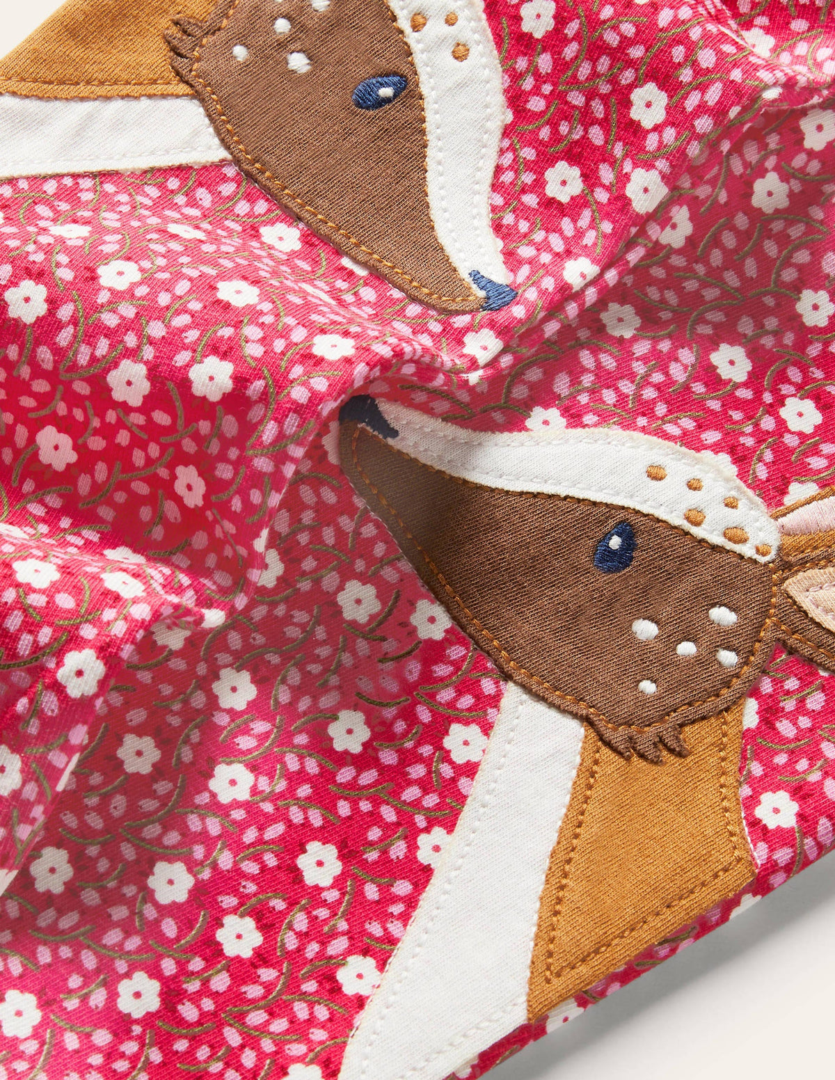 Legging fun à appliqué-Cerf rose petites fleurs-3