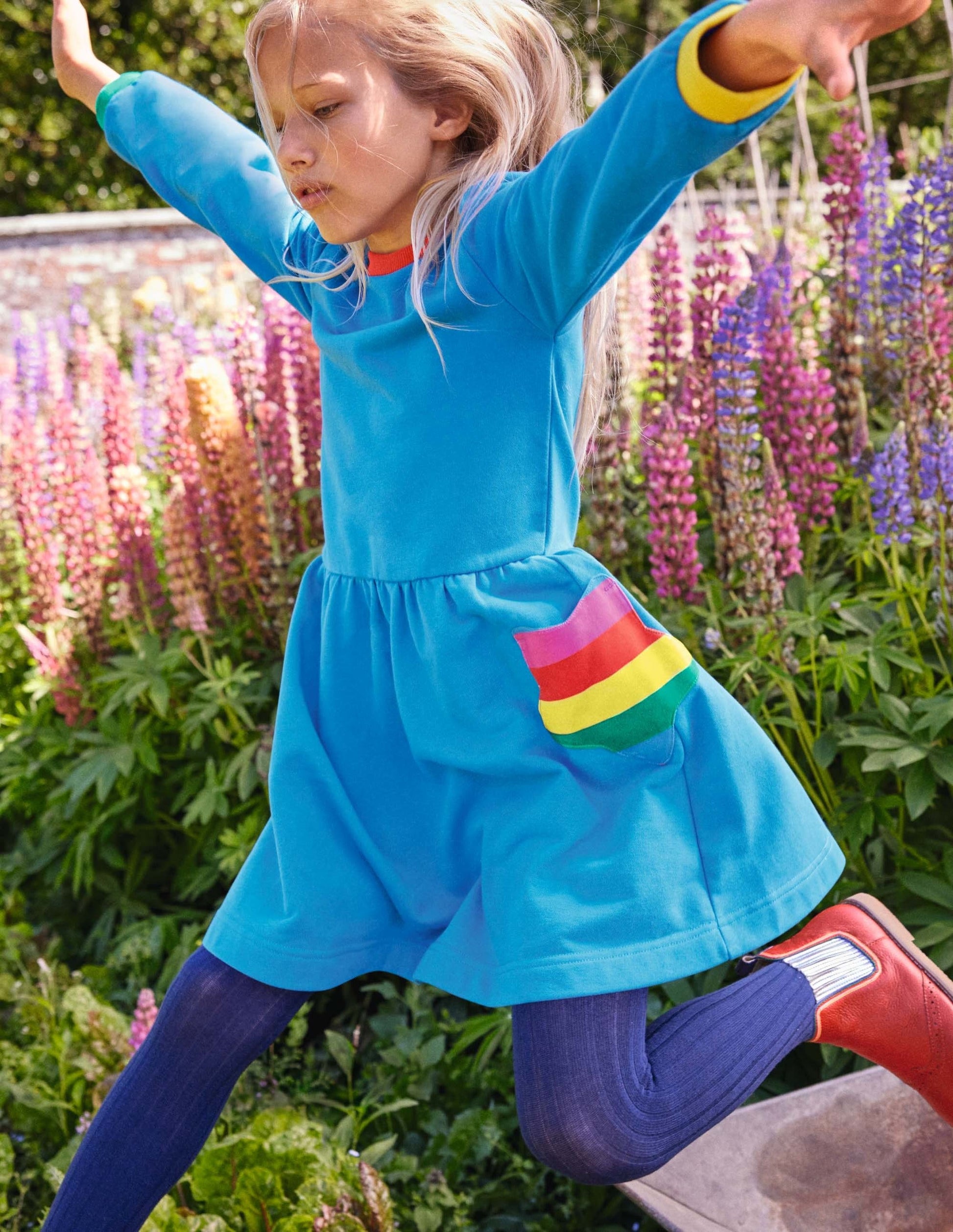 Kleid mit Taschen-Applikation-Marokkoblau, Sterne-4