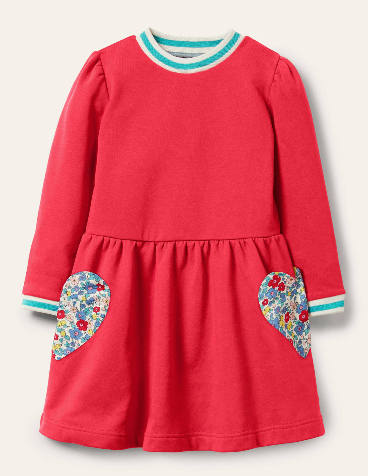 Robe avec poches à appliqué-Cœurs rose framboise - Image 1
