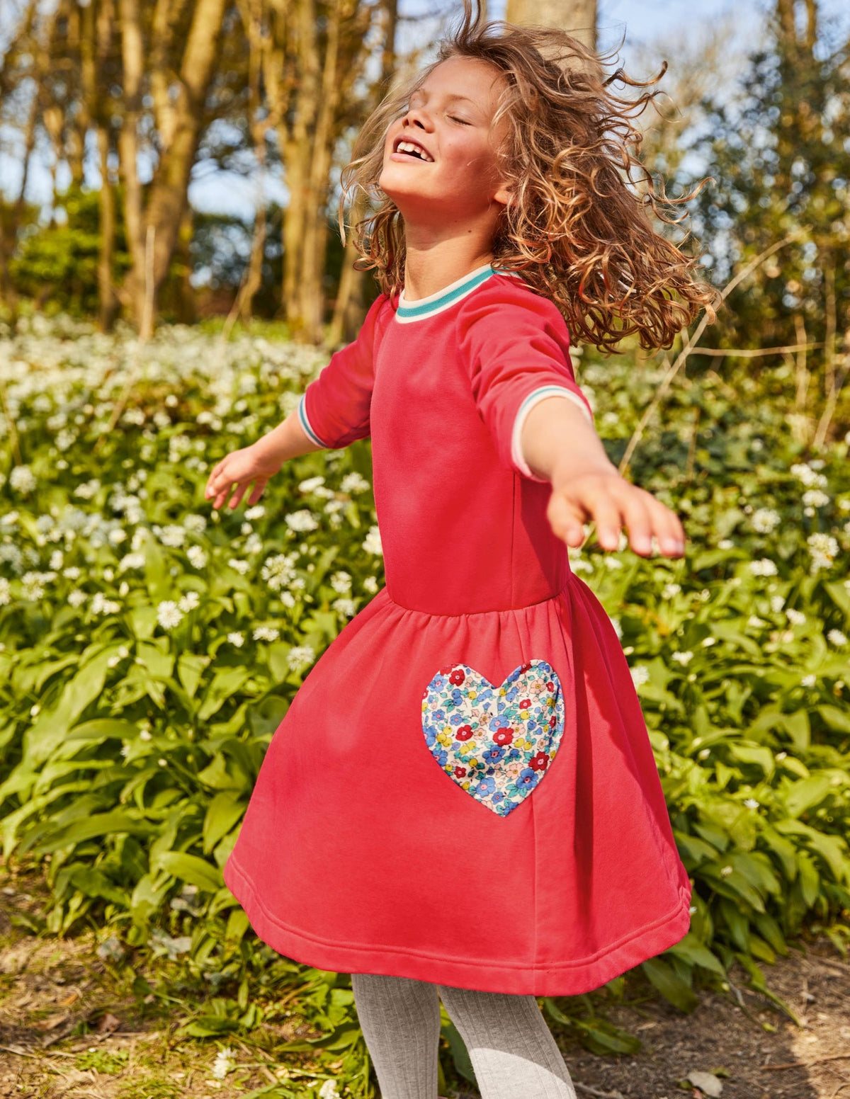 Robe avec poches à appliqué-Cœurs rose framboise-4