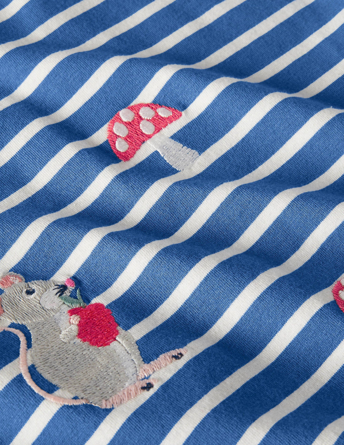 Gestreiftes Oberteil mit Stickerei-Elisabethanisches Blau/Naturweiß, Maus - Image 3