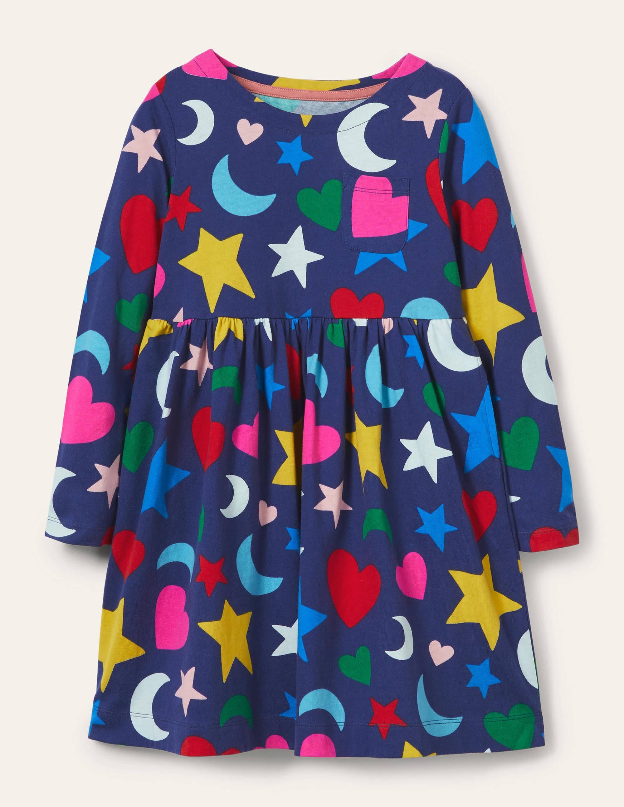 Robe en jersey fun à manches longues-Arc-en-ciel magique bleu tribord - Image 1