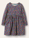 Robe en jersey fun à manches longues-Motif floral baies d'automne tribord