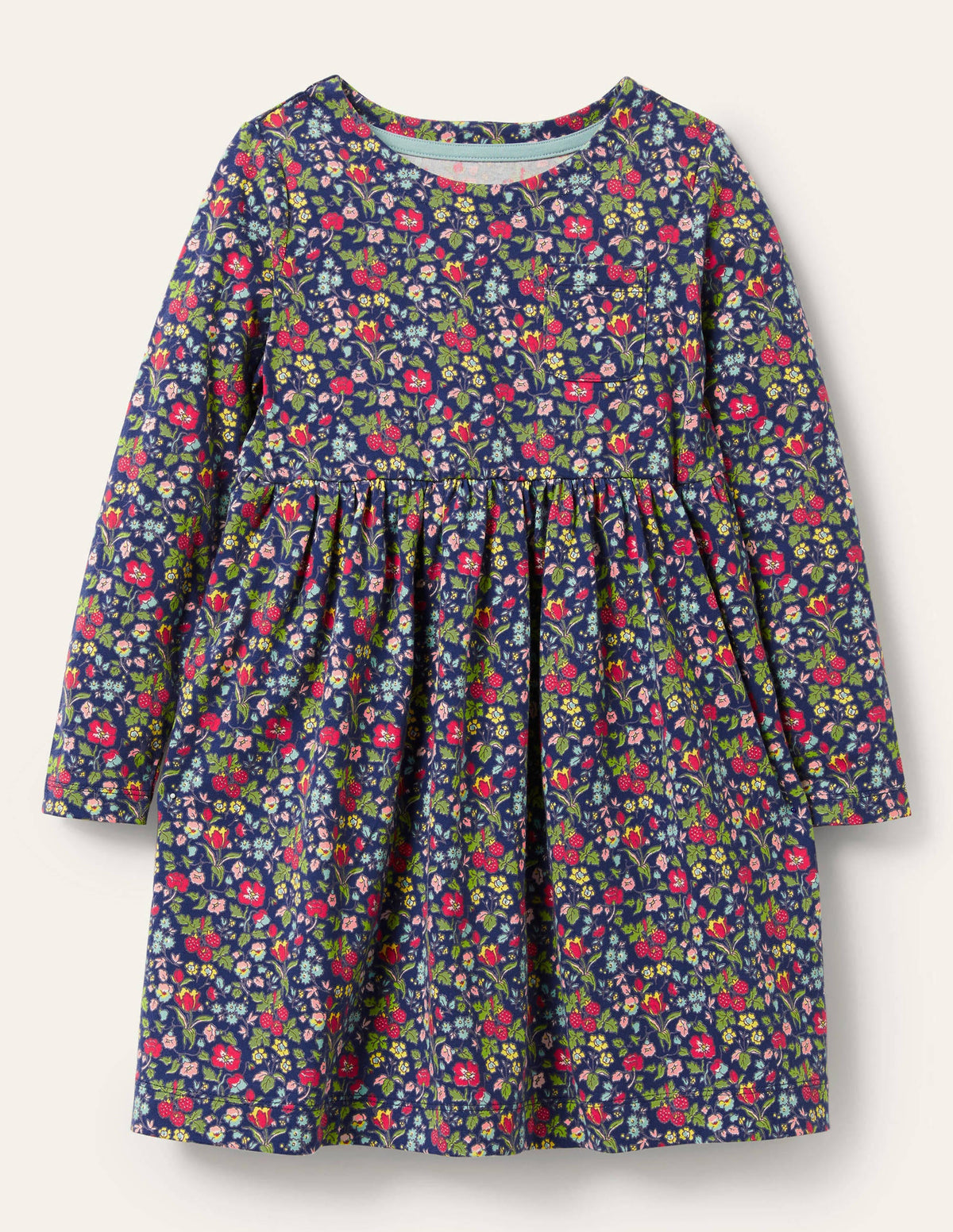 Robe en jersey fun à manches longues-Motif floral baies d'automne tribord-1