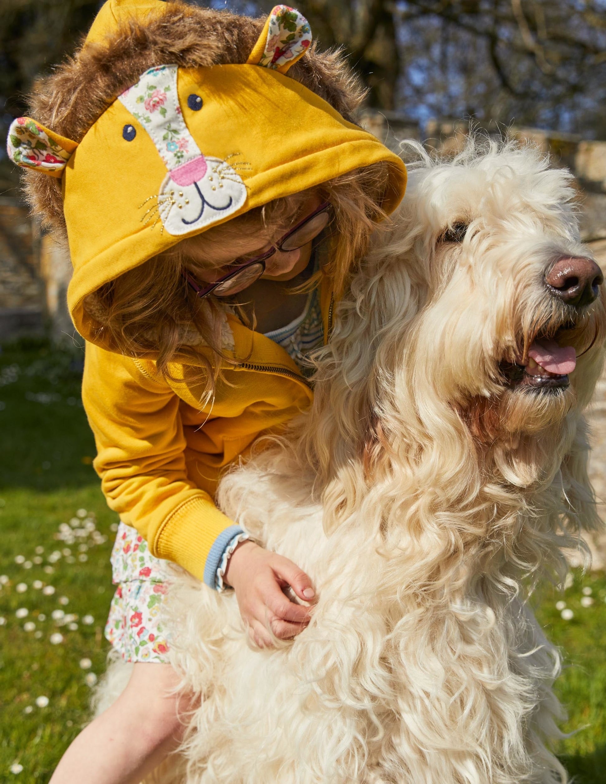 Sweat à capuche fun avec doublure douillette-Lion jaune rayon de miel-5