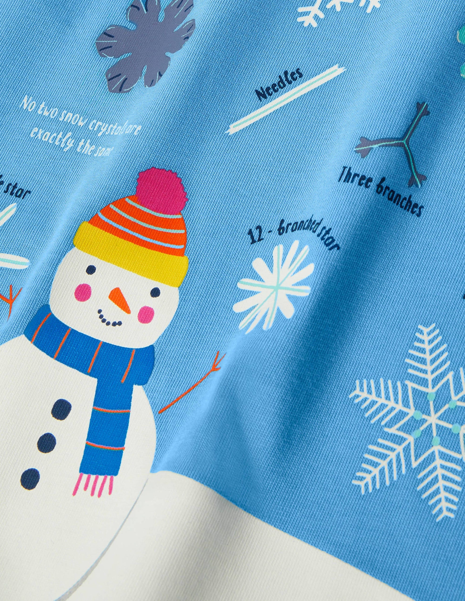 T-shirt à motif infos amusantes-Flocons de neige bleu surf-3