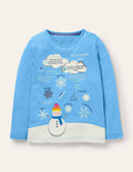 T-shirt à motif infos amusantes-Flocons de neige bleu surf