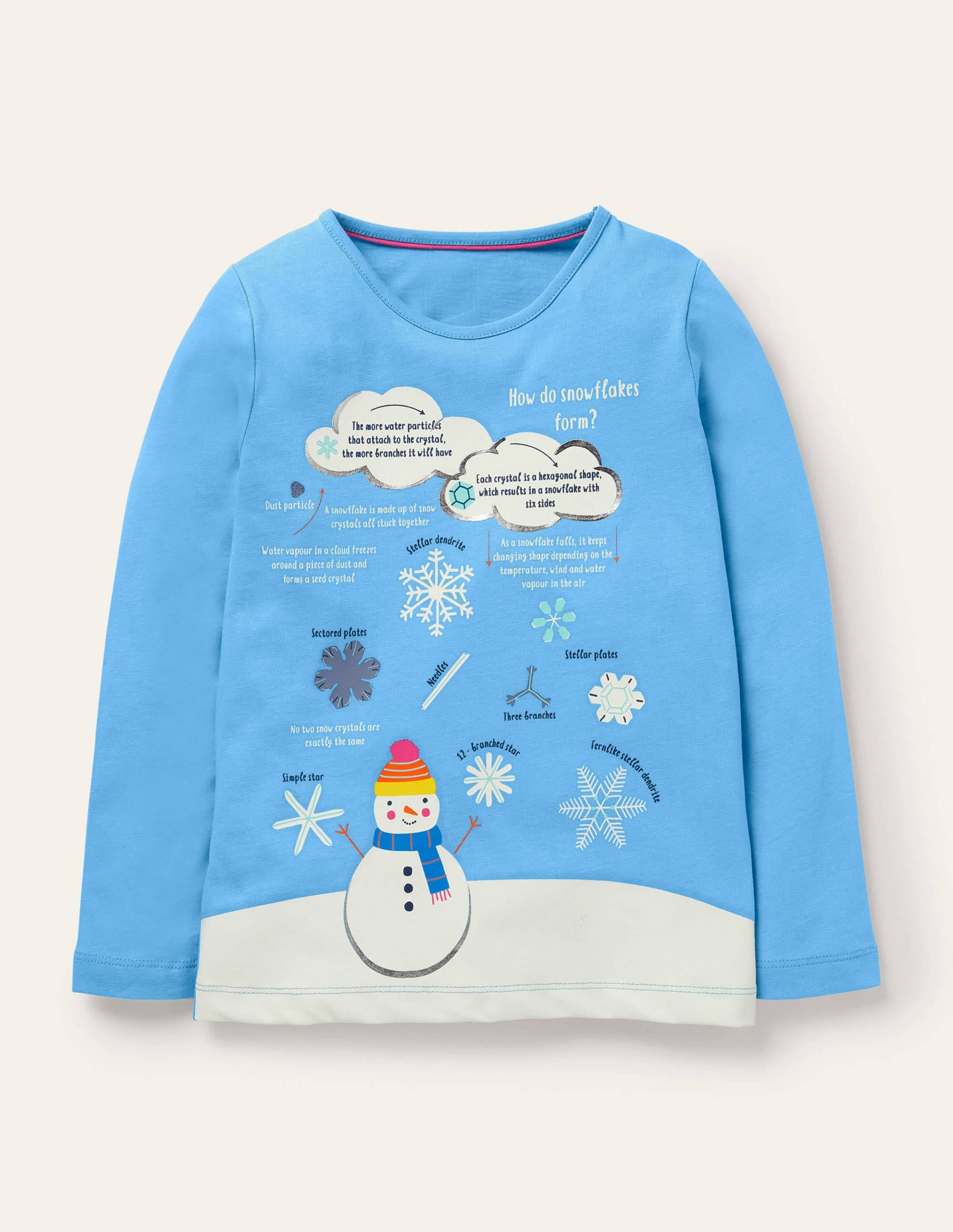 T-shirt à motif infos amusantes-Flocons de neige bleu surf - Image 1