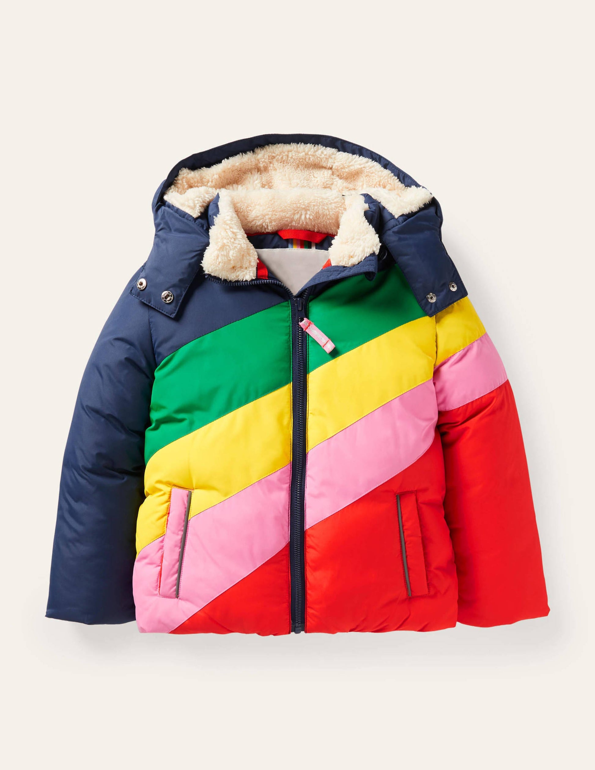 Kuschelige Jacke mit Wattierung-Bunt, Regenbogen-Strahlen-1