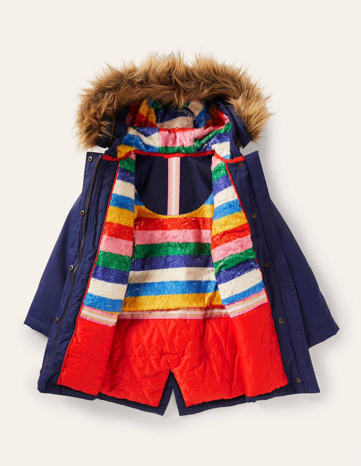 Cosy Waterproof Coat-College Navy Rainbow - Image 6