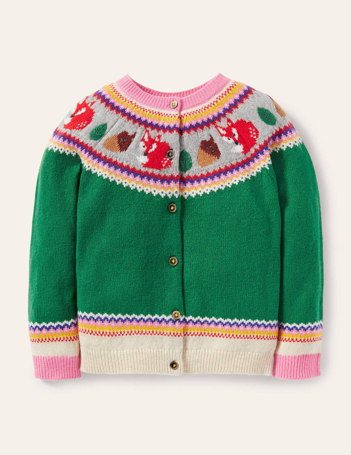 Gemütlicher Fair-Isle-Cardigan-Schottengrün, Wald - Image 1
