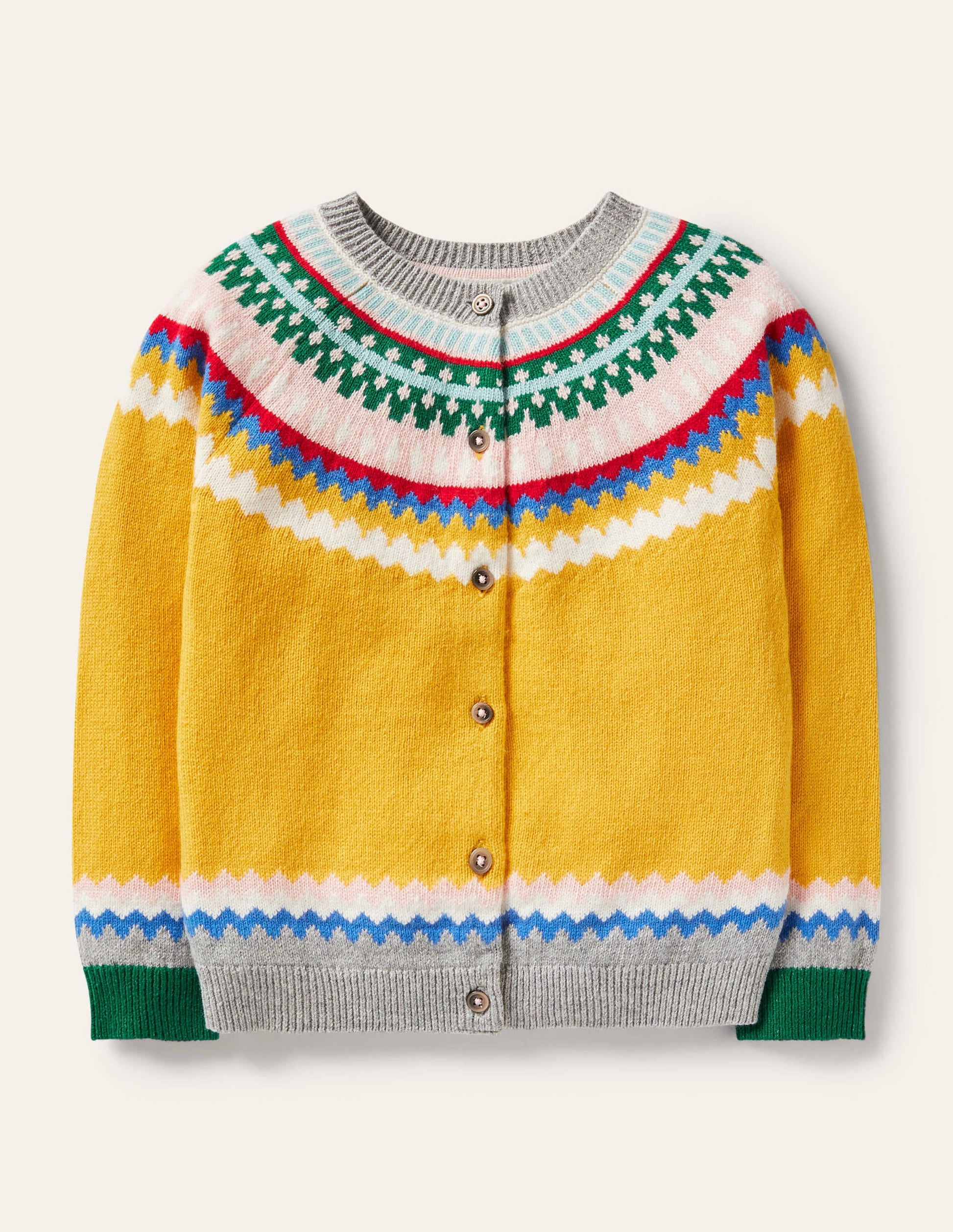 Gemütlicher Fair-Isle-Cardigan-Honiggelb-1