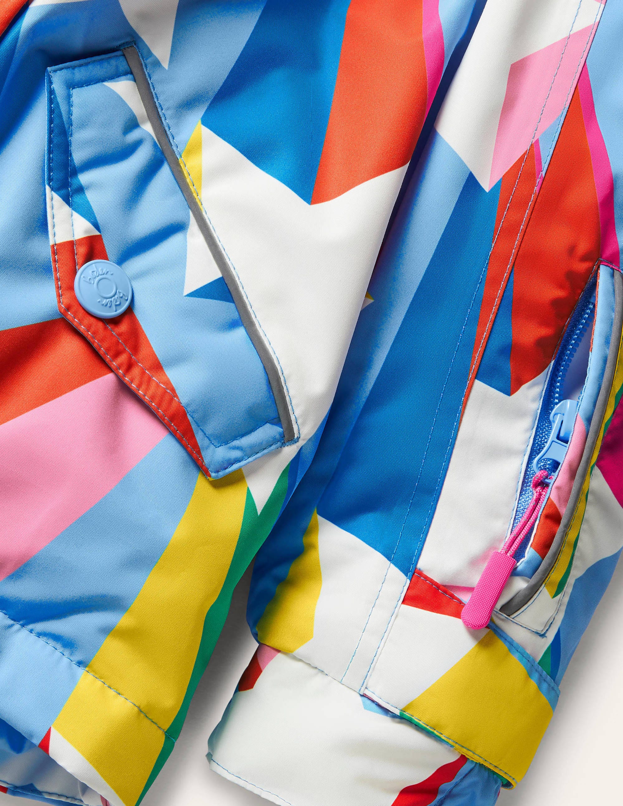 Wasserdichte Allwetterjacke-Surfbrett-Blau, Regenbogenstern - Image 3